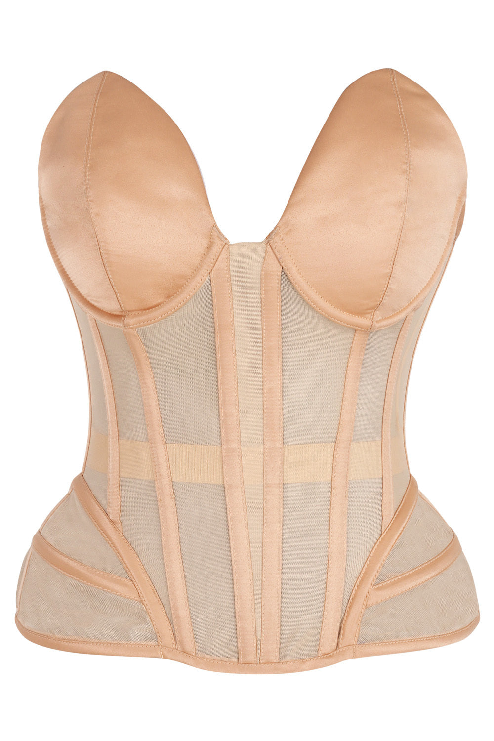 Myrella Nude Mesh Overbust Corset — front view