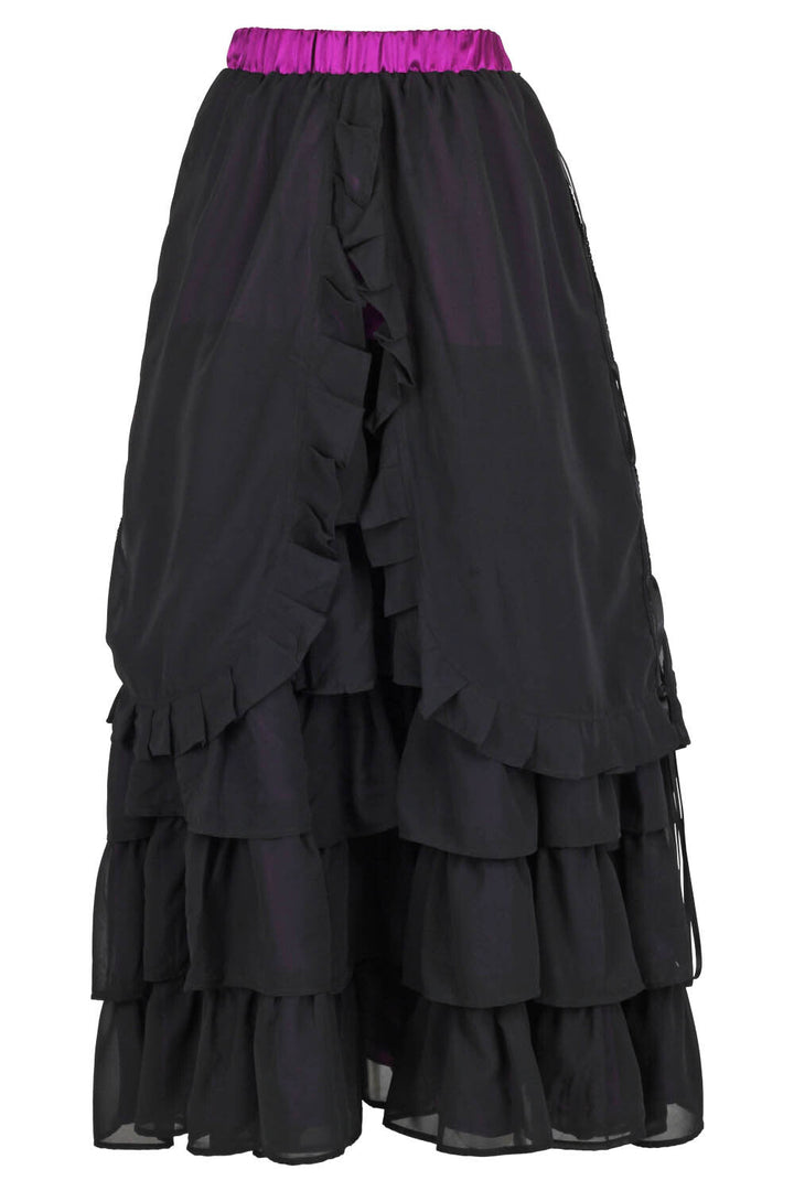 Akemi Black Victorian Inspired Layered Georgette Skirt