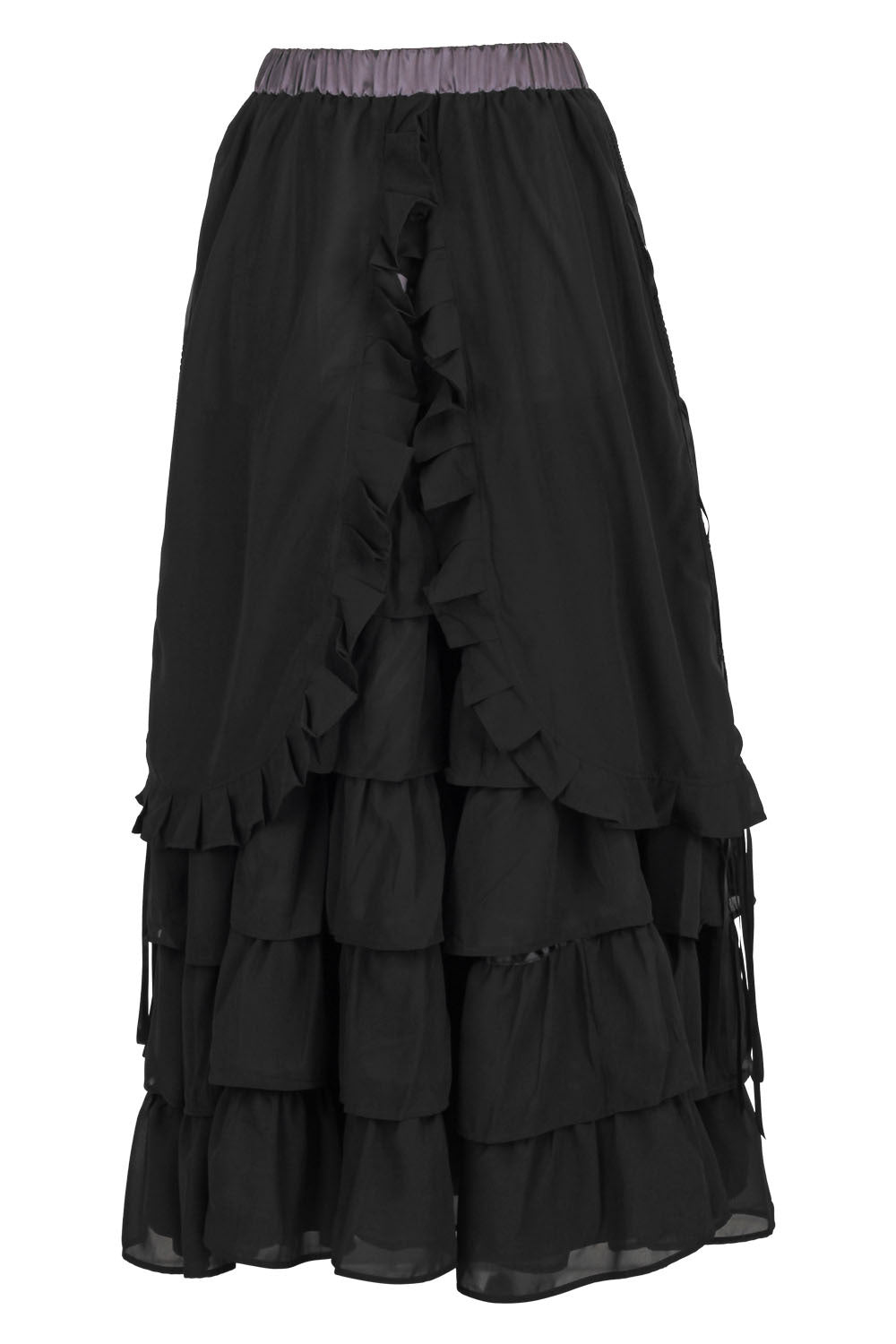 Midnight Black Akemi Victorian Layered Skirt