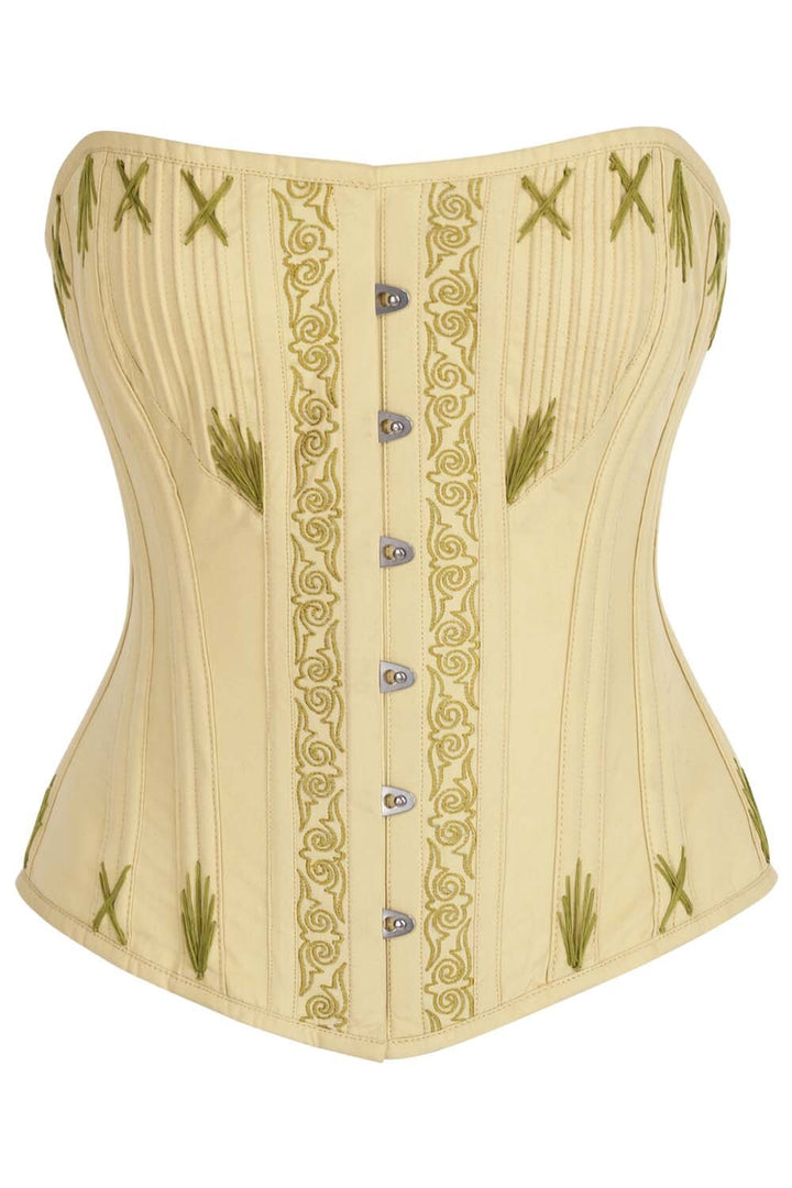 Mercia Butter Yellow Cotton Waist Training Corset — front view