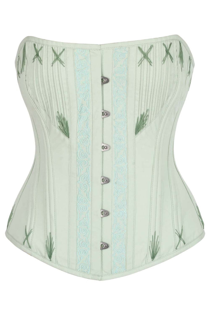 Mercia Mint Green Cotton Waist Training Corset — front view