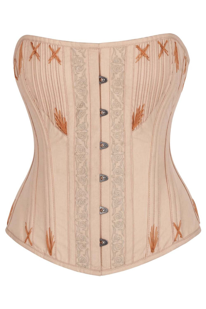 Mercia Champagne Beige Cotton Waist Training Corset — front view