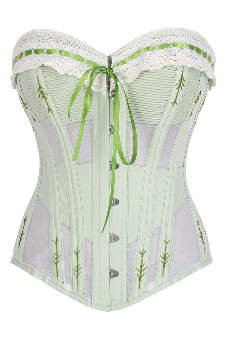 Shalonda Mint Green Mesh Cotton Waist Training Corset — front view