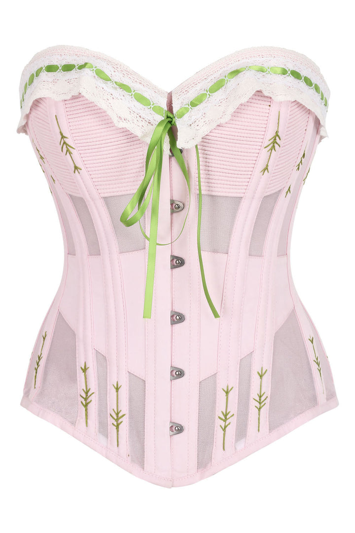 Shalonda Pink Mesh Cotton Waist Training Corset — front view