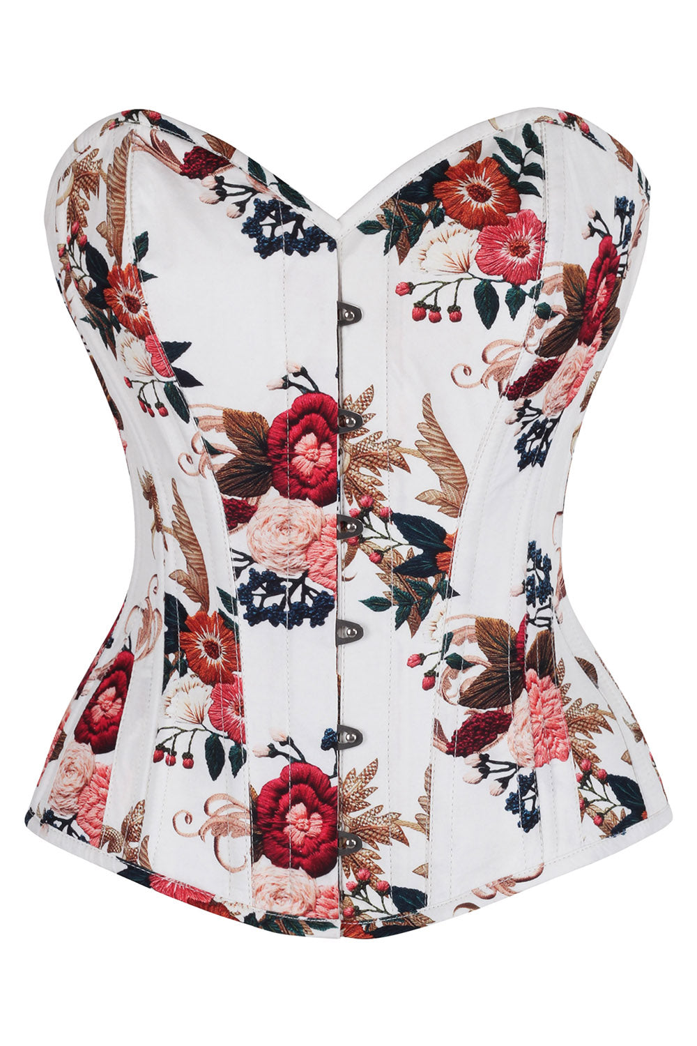 White Jewelyn Floral Print Waist Training Corset