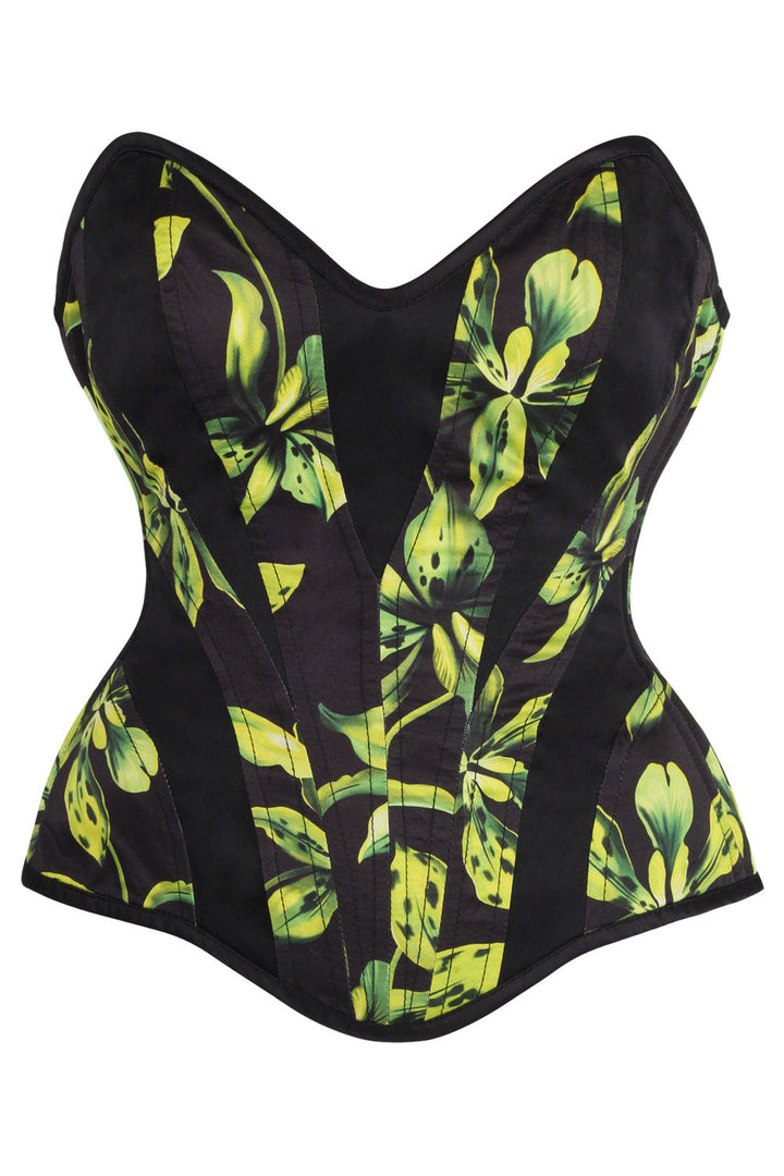Botanical Black Green Ronae Overbust Corset