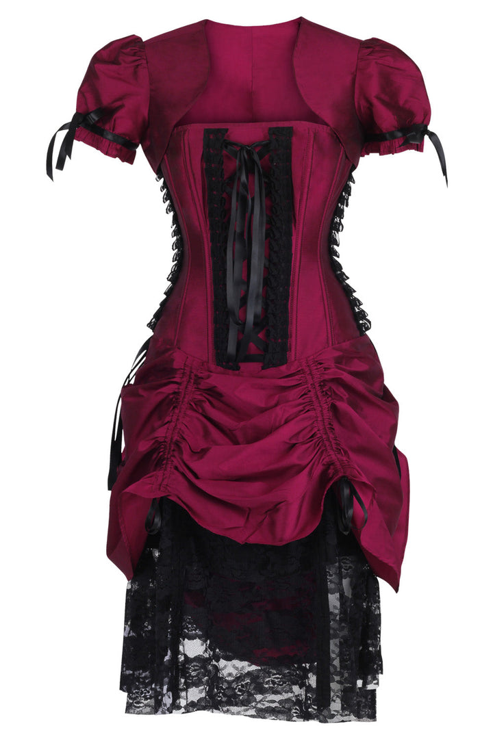 Magenta Leroy Steel Boned Corset Dress with Bolero