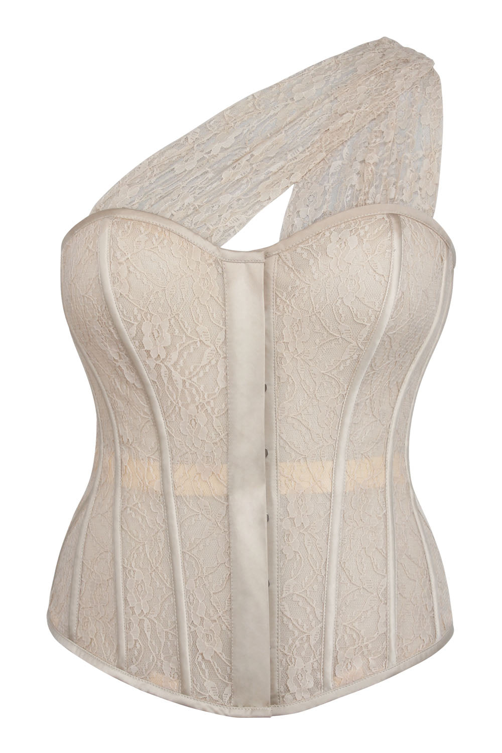 Champagne Zelene Overbust Lace Overlay Corset