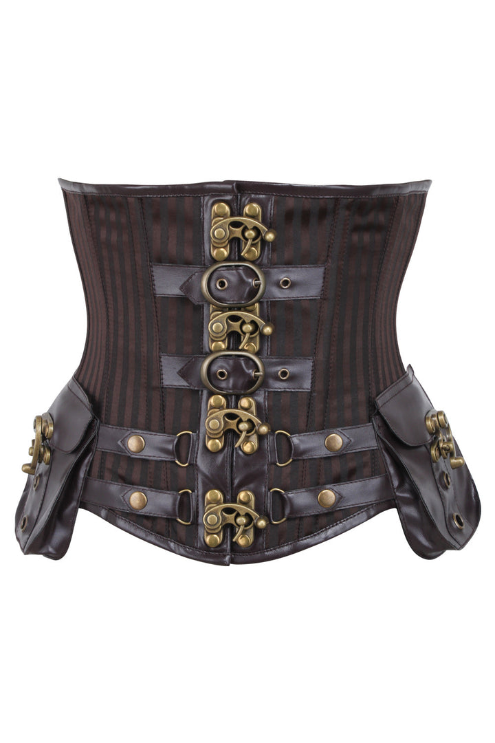 Brown Jodean Steampunk Underbust Corset with Holster