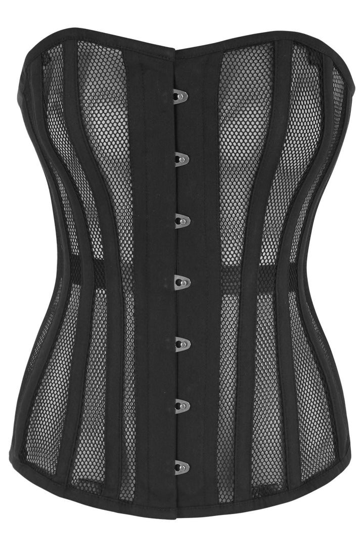 Midnight Black Jameka Honeycomb Mesh Overbust Corset