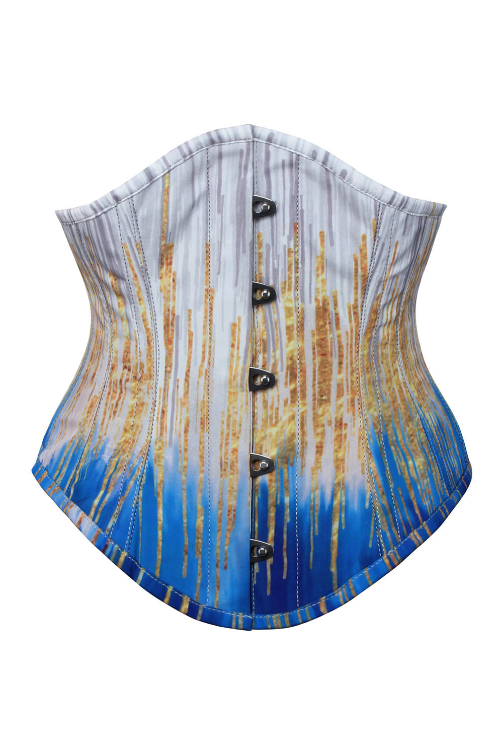 Celestial Blue Gold Abstract Drip Underbust Corset