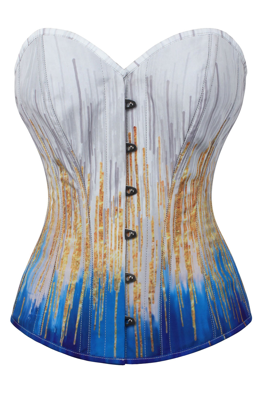 Celestial Azure Abstract Drip Gradient Overbust Corset