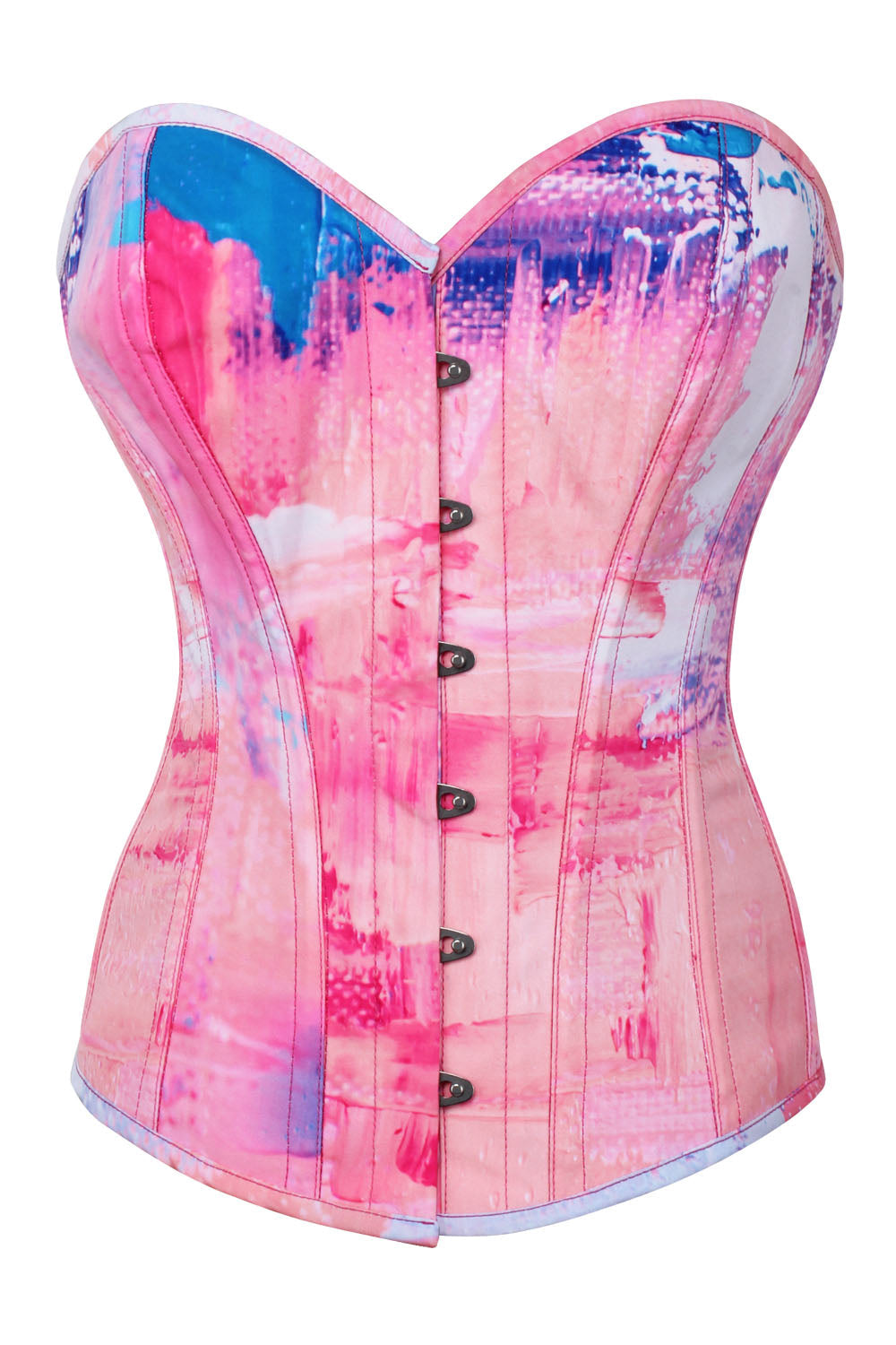 Pink Watercolor Laquita Overbust Digital Printed Corset
