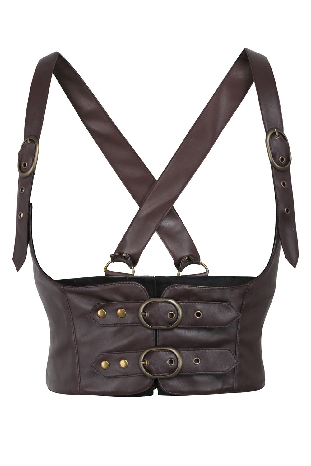 Cyndi Brown Faux Leather Harness Underbust Corset