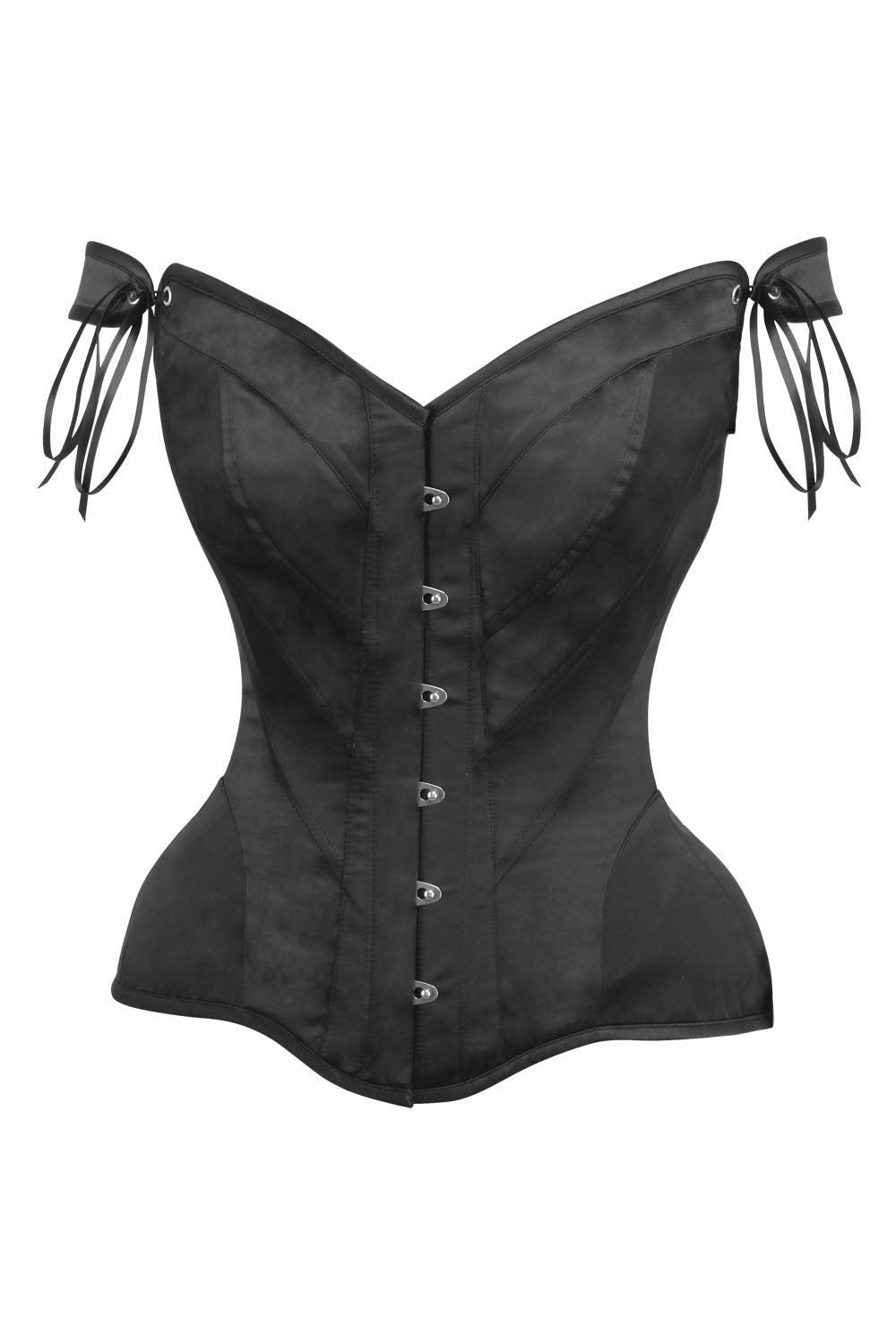 Midnight Black Holliann Satin Sleeved Overbust Corset