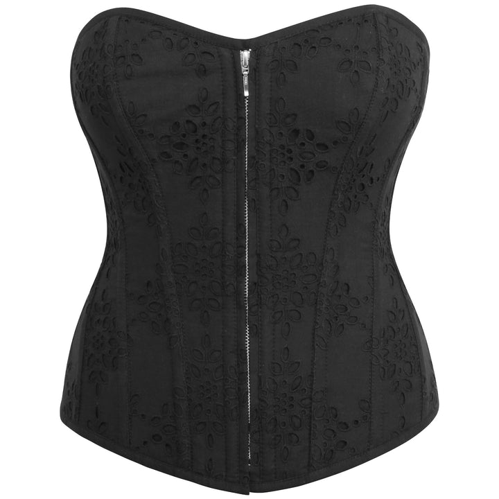 Midnight Black Jakeisha Broderie Anglaise Overbust Corset