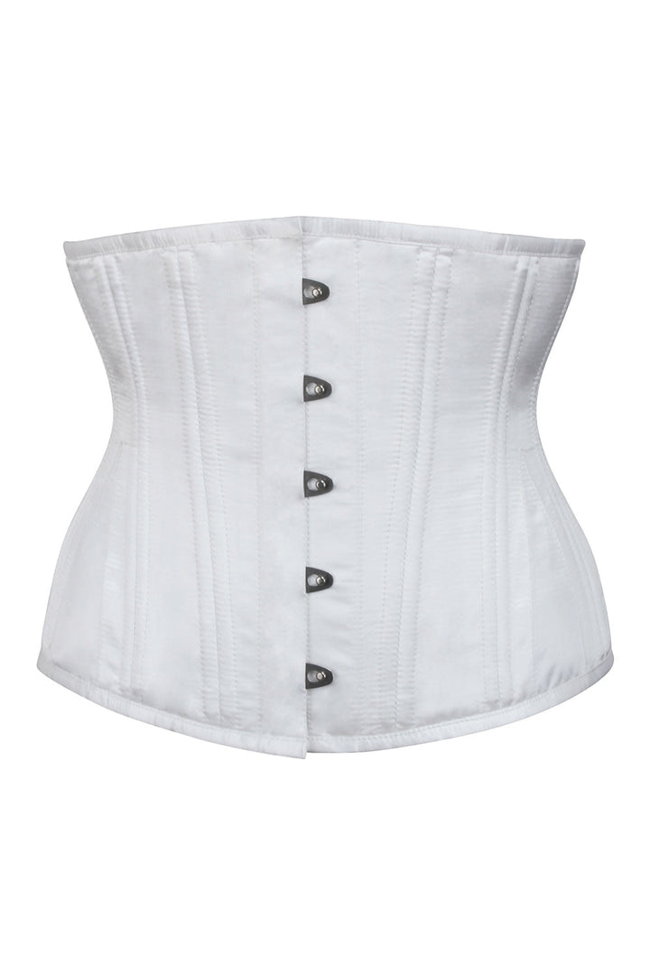 Shanedra White Satin Waist Training Steel Boned Corset