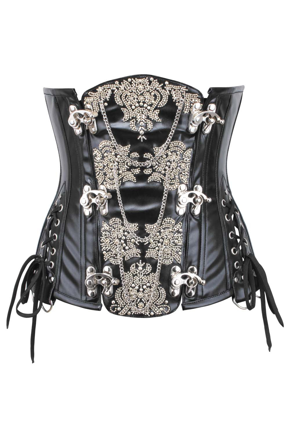 Midnight Black Yulia Underbust Embroidered Corset