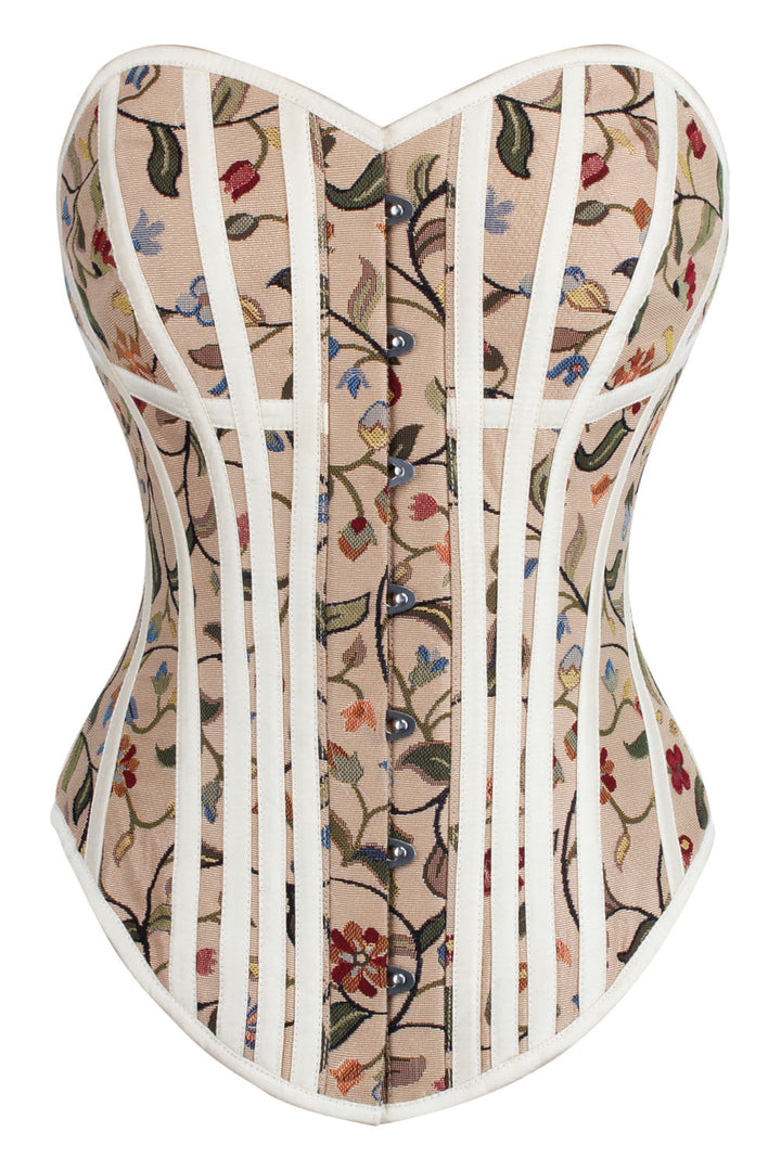 Gold Botanical Jeanae Overbust Steel Boned Corset