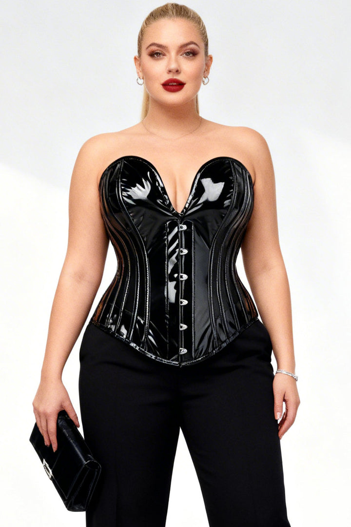 Midnight Black Hiroko Steel Boned Overbust Corset