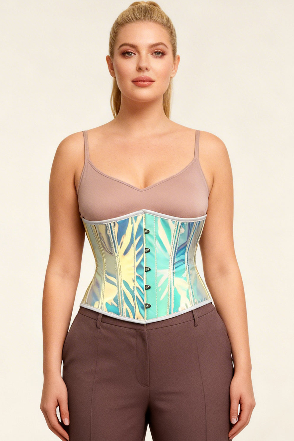 Iridescent Turquoise Hetty Underbust Corset