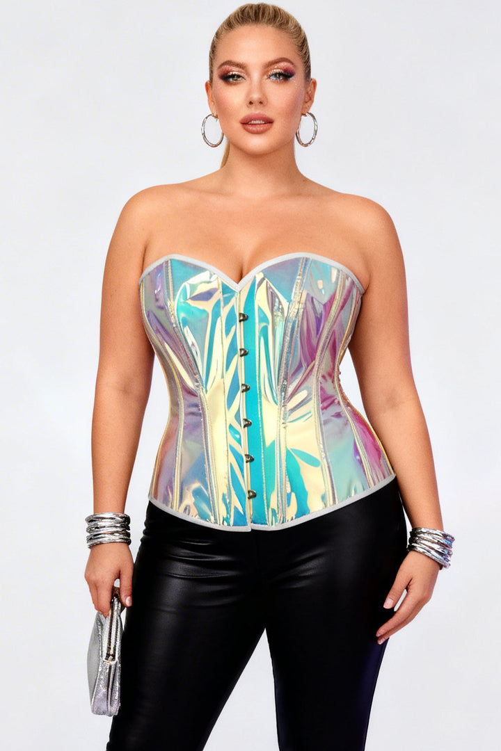 Holographic Rainbow Laquita Overbust Steel Boned Corset