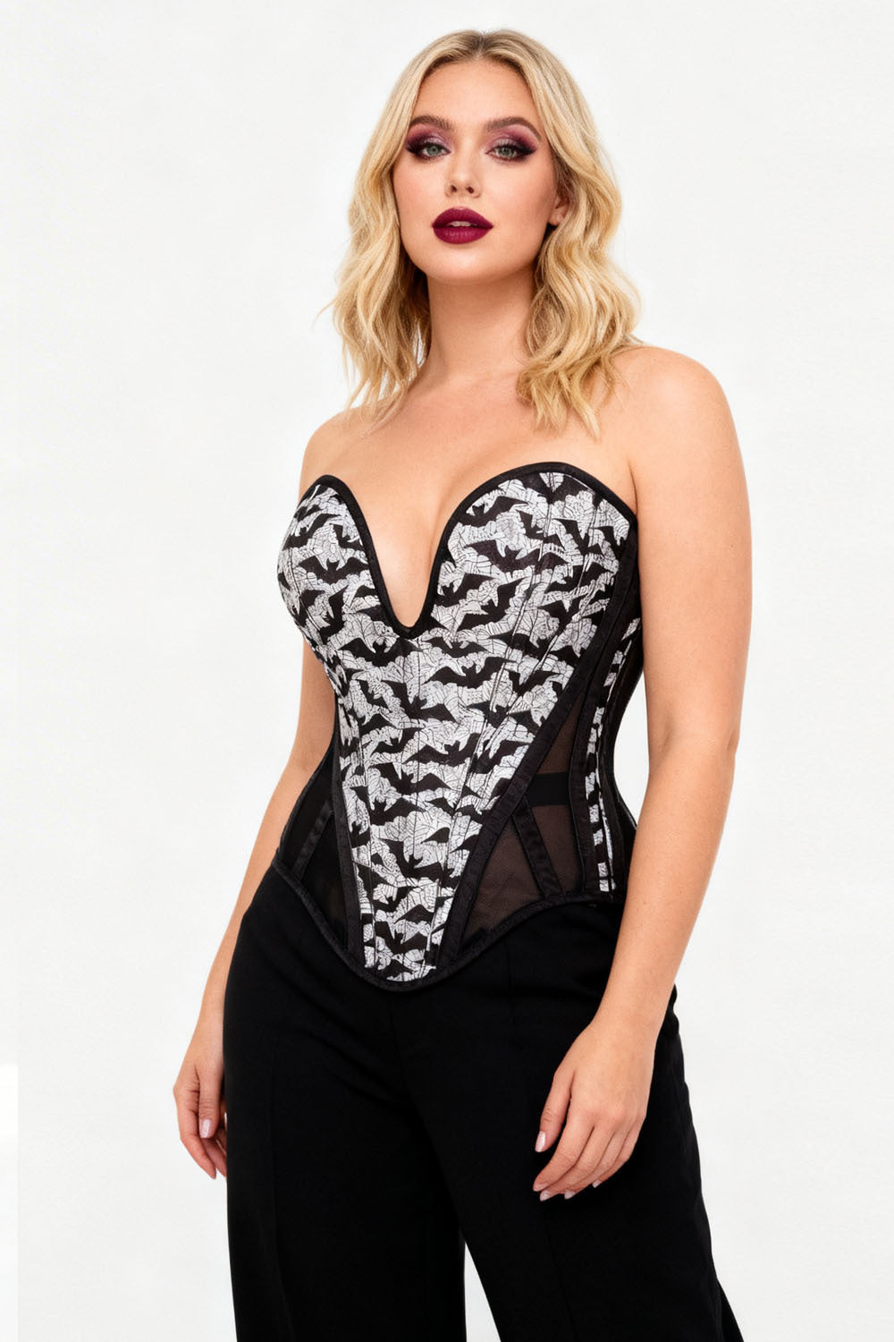 Black &amp; White Haeley Overbust Corset