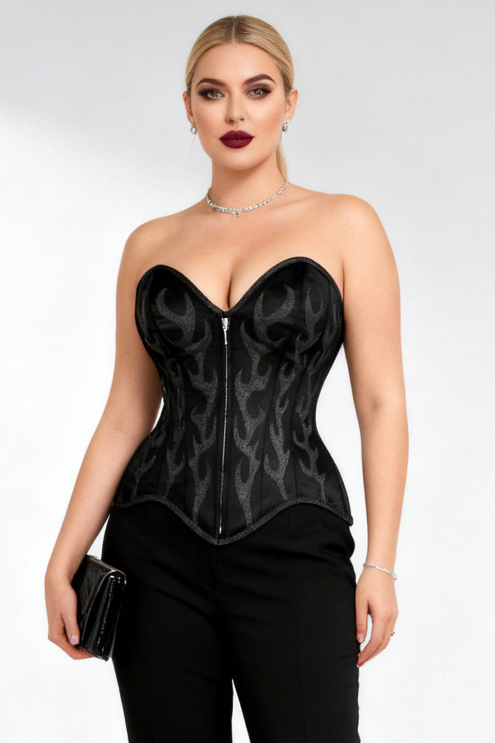 Jenalynn Black Satin with Glitter Overbust Corset