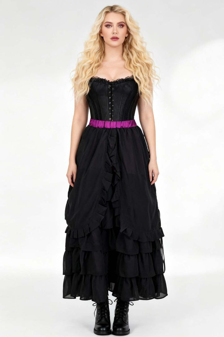 Akemi Black Victorian Inspired Layered Georgette Skirt