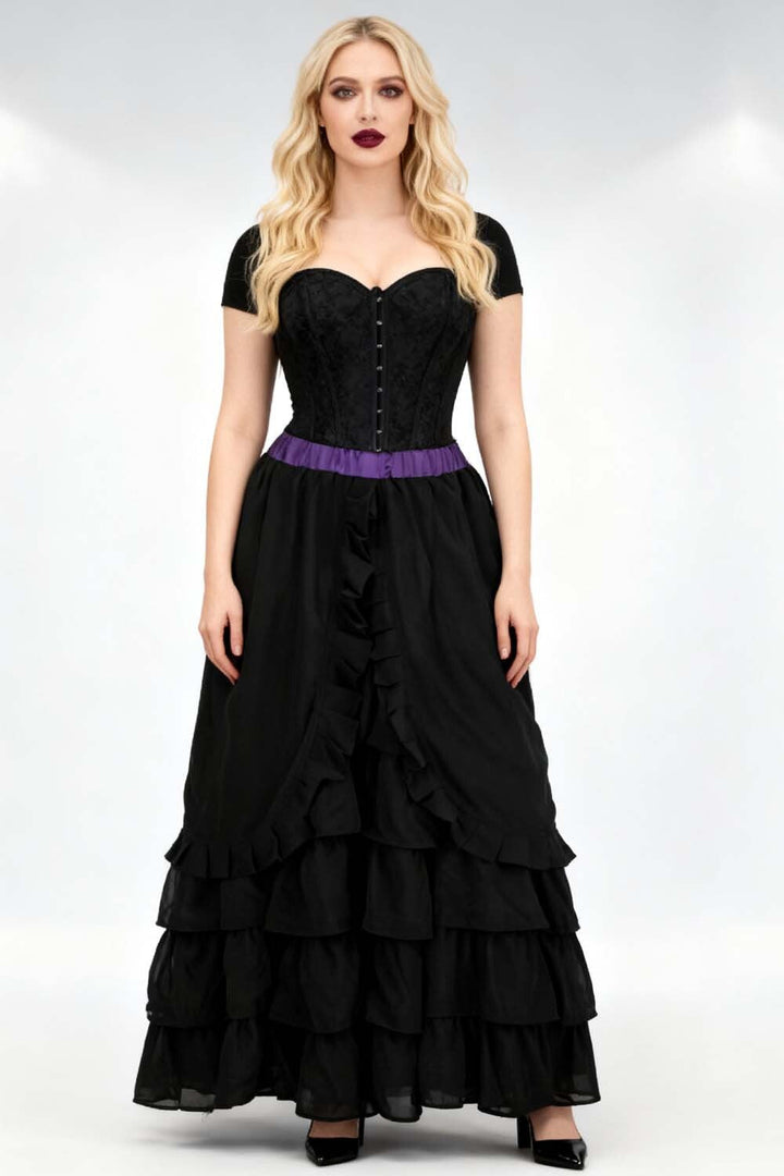 Black Georgette Akemi Victorian Layered Skirt