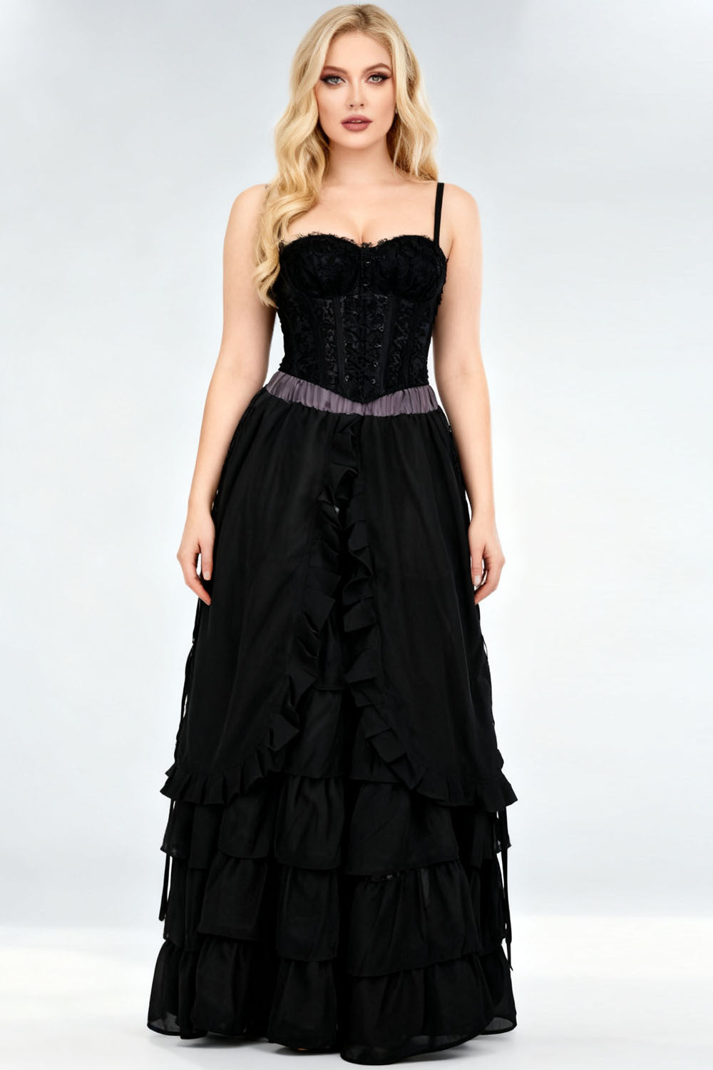 Midnight Black Akemi Victorian Layered Skirt