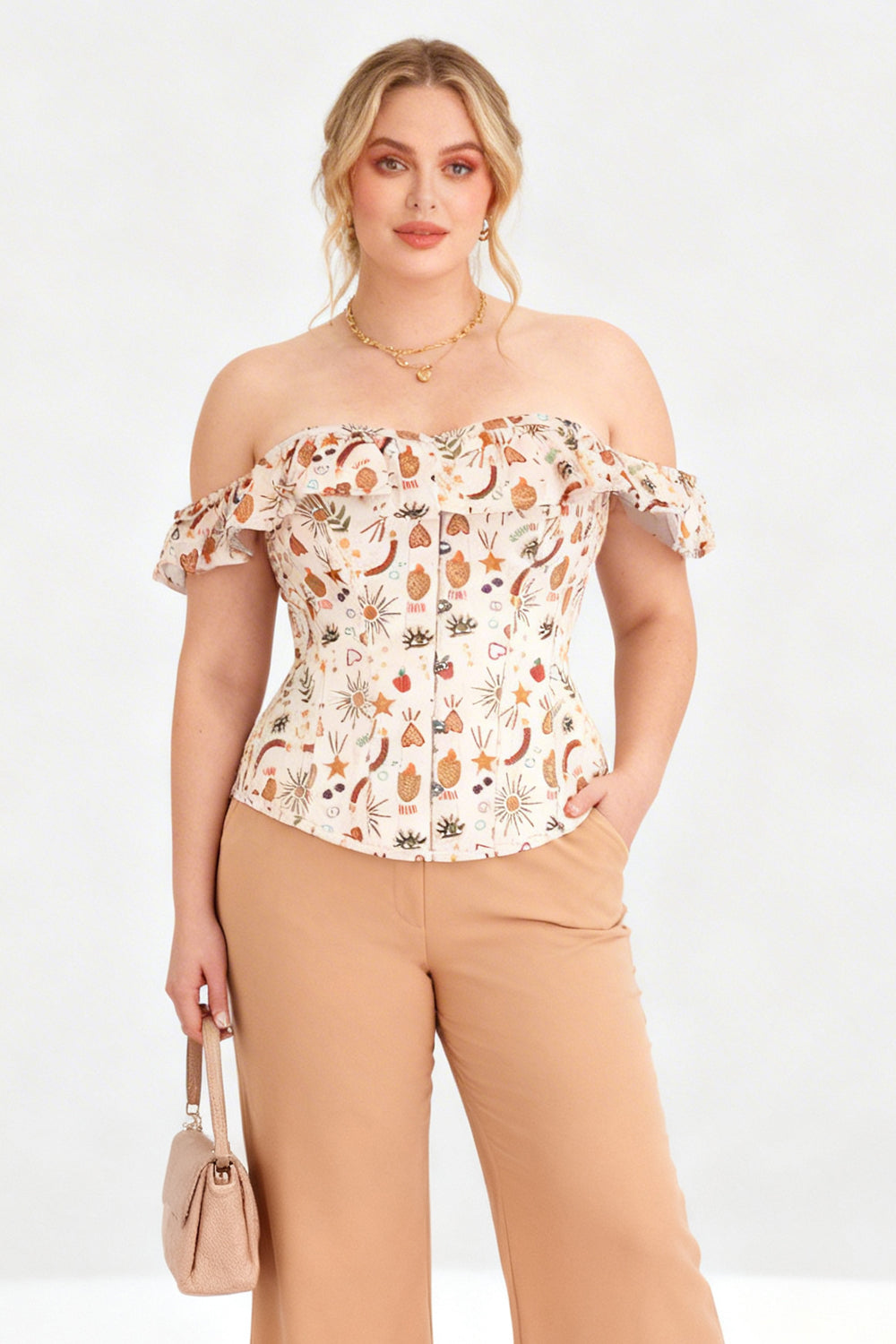 Beige Botanical Dawnn Overbust Corset