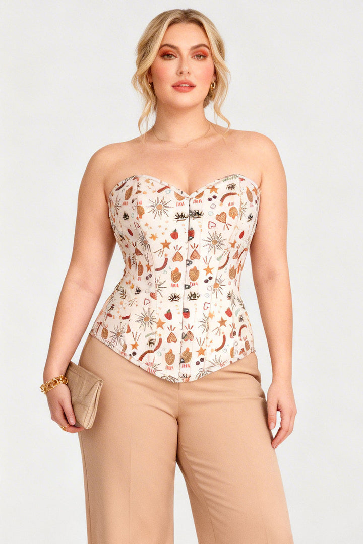 Beige Valerie Botanical Overbust Corset