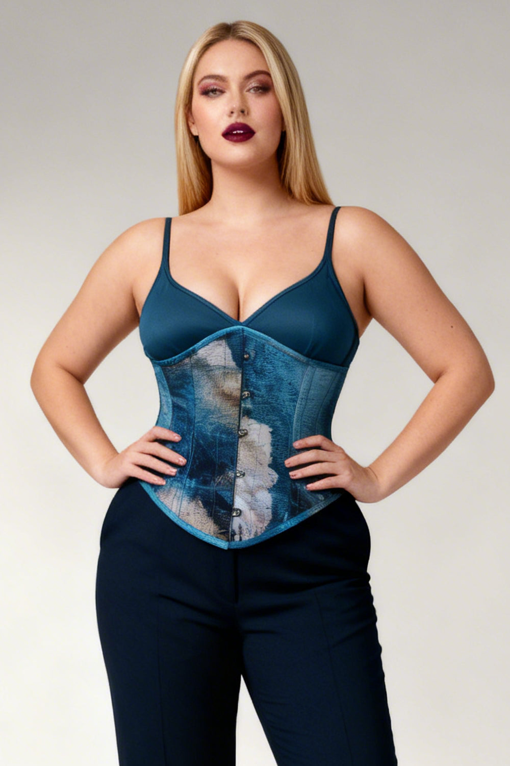 Ocean Mist Delinda Digital Printed Underbust Corset