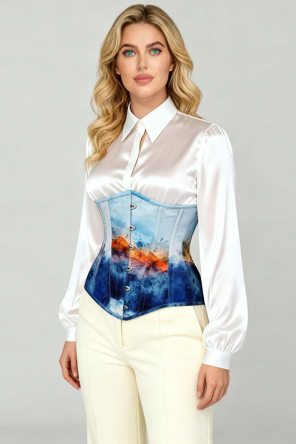 Celestial Watercolor Jolissa Underbust Digital Printed Corset