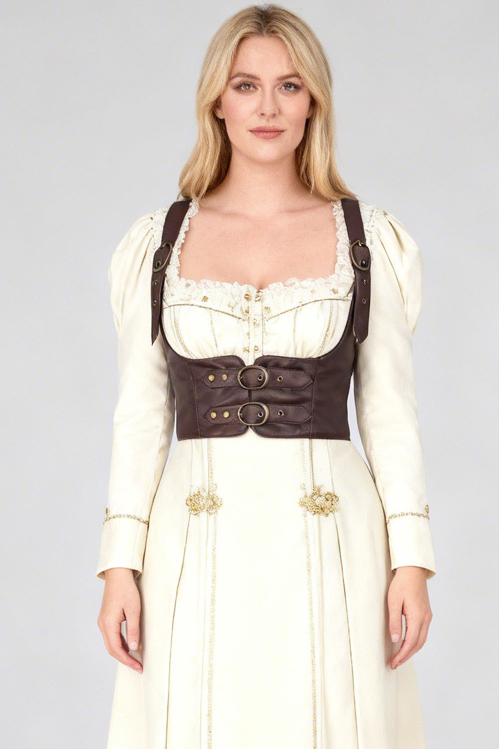 Cyndi Brown Faux Leather Harness Underbust Corset