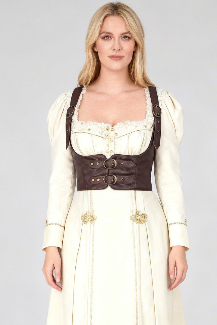 Cyndi Brown Faux Leather Harness Underbust Corset
