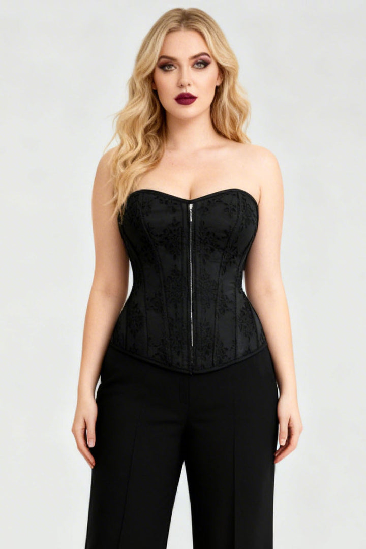 Midnight Black Jakeisha Broderie Anglaise Overbust Corset