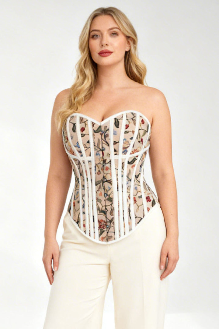 Gold Botanical Jeanae Overbust Steel Boned Corset