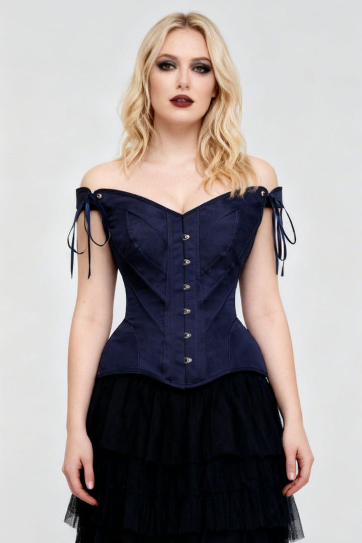 Navy Holliann Off-Shoulder Overbust Corset
