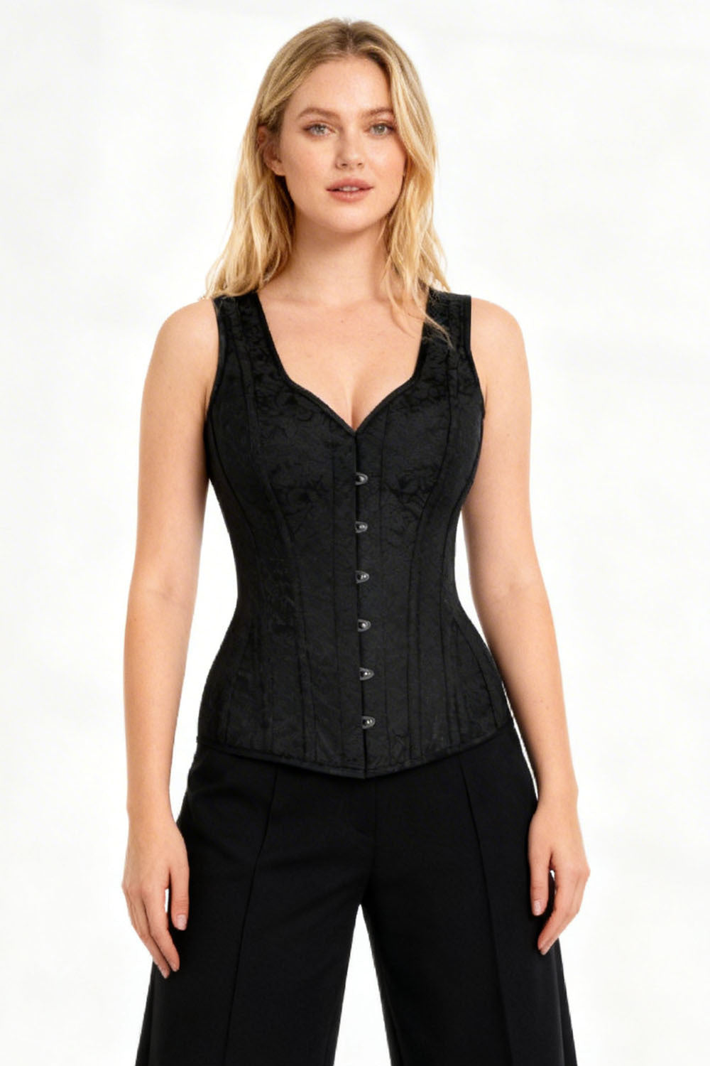 Midnight Black Lianna Brocade Overbust Corset