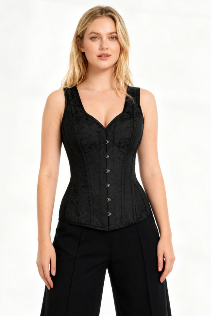 Midnight Black Lianna Brocade Overbust Corset