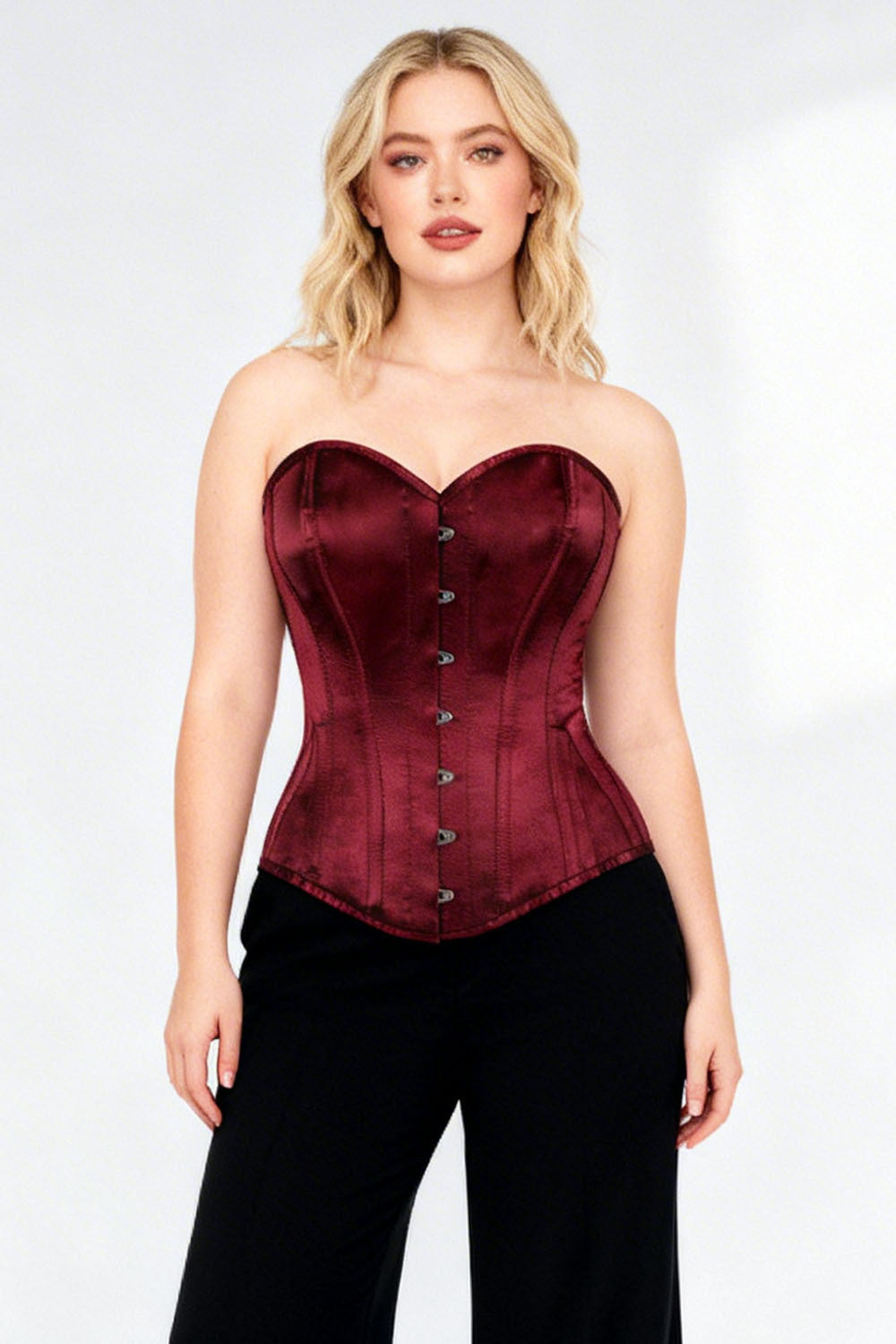 Burgundy Cheray Overbust Steel Boned Corset