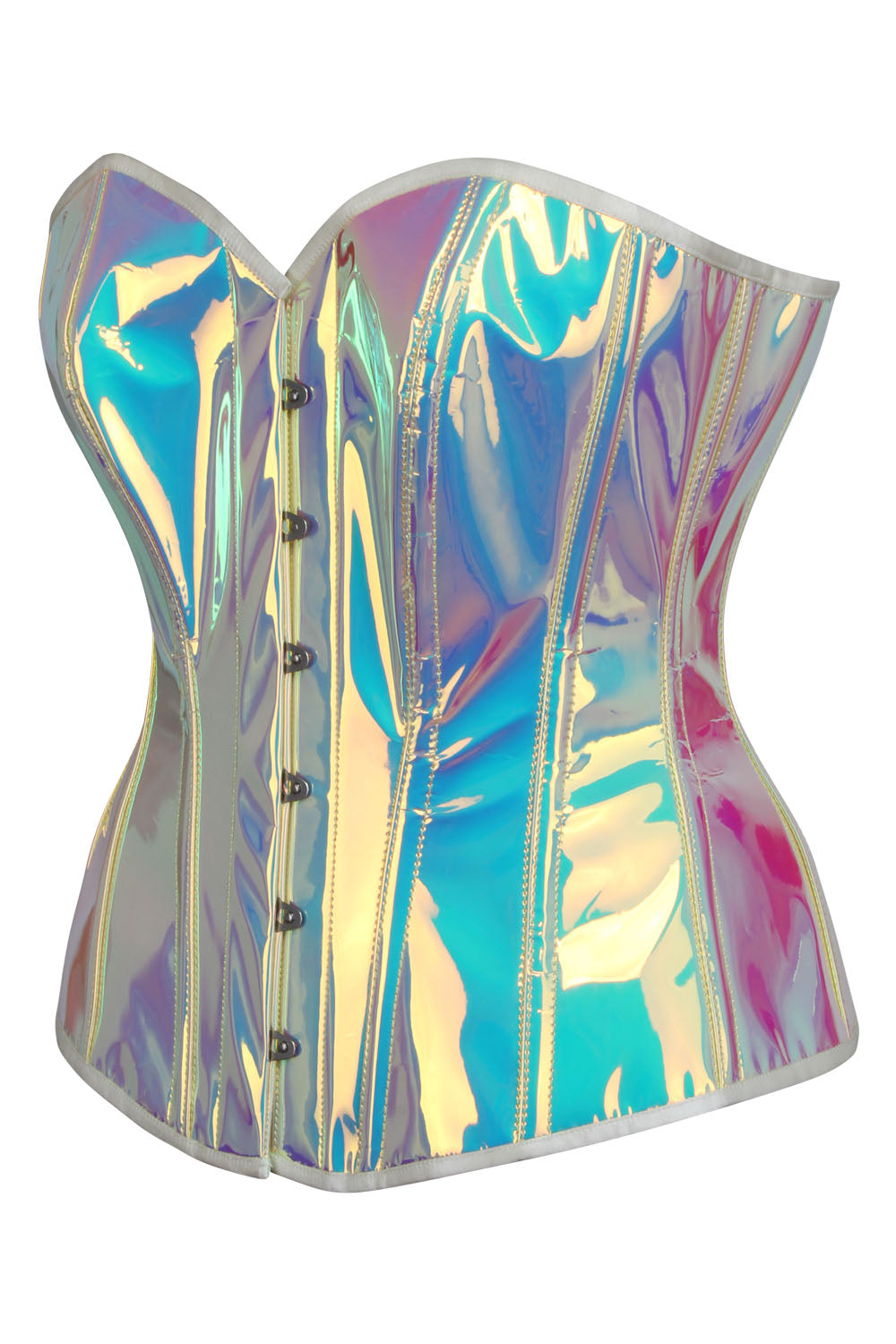 Holographic Rainbow Laquita Overbust Steel Boned Corset