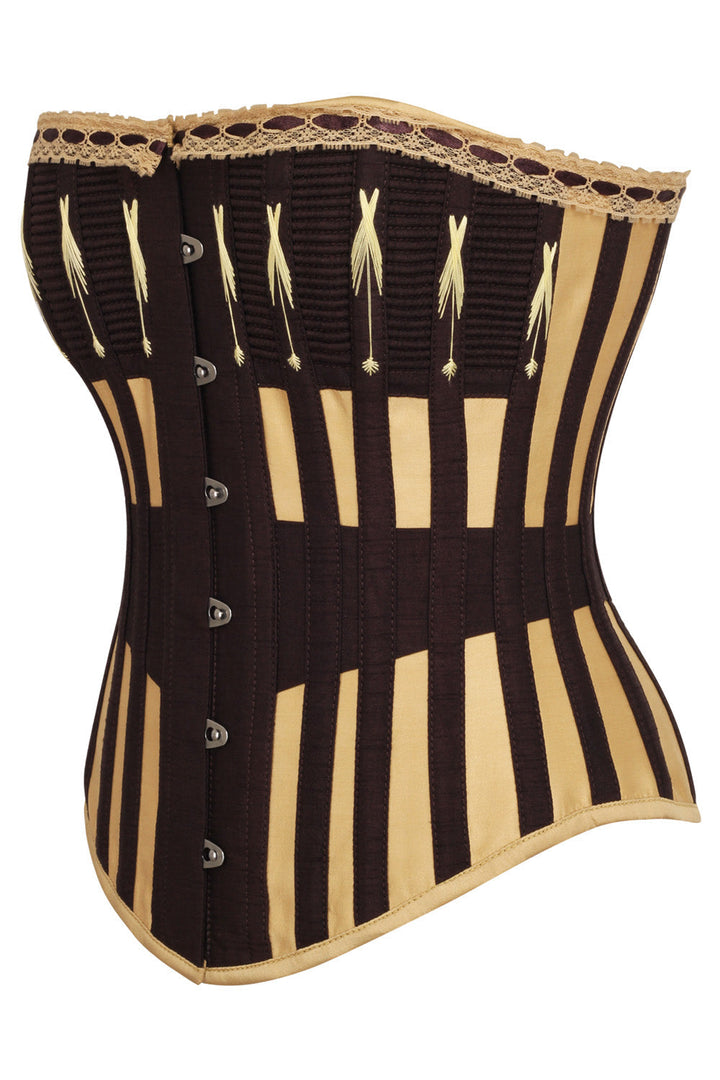Brown &amp; Gold Striped Joylin Overbust Corset