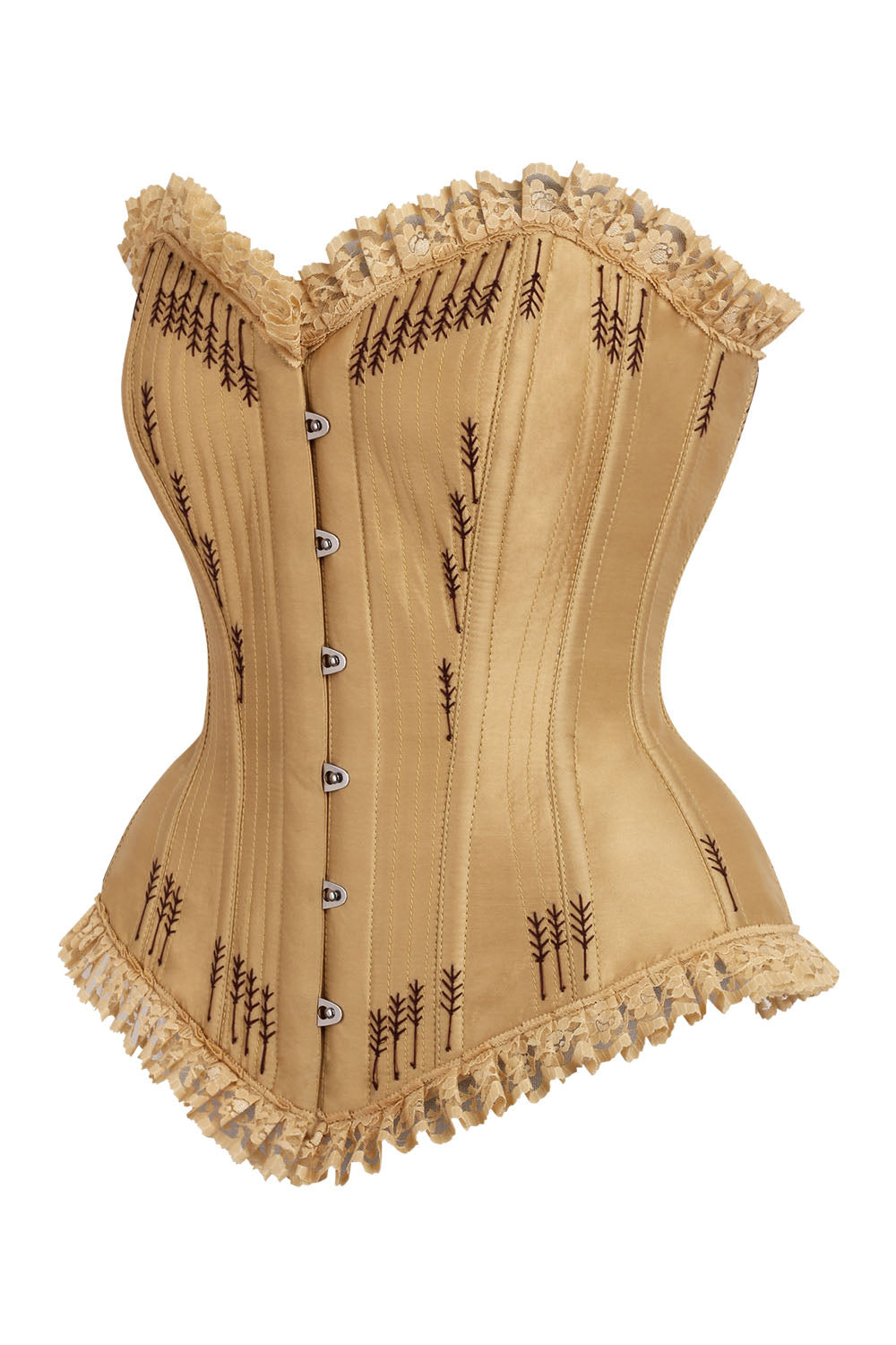 Golden Wheat Nickie Overbust Corset with Fringe Detailing