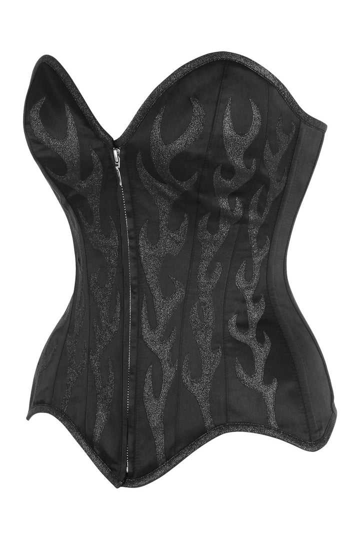Jenalynn Black Satin with Glitter Overbust Corset