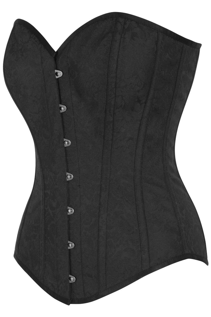 Valerie Midnight Black Brocade Longline Overbust Corset