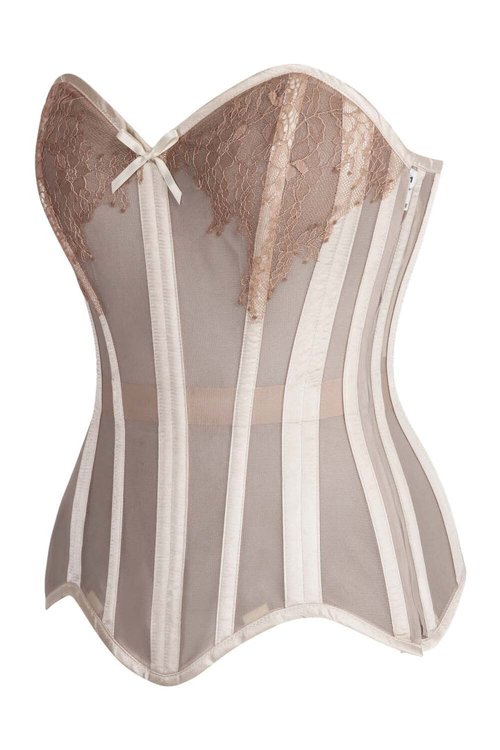 Jenalynn Nude Mesh Lace Overbust Corset — side view