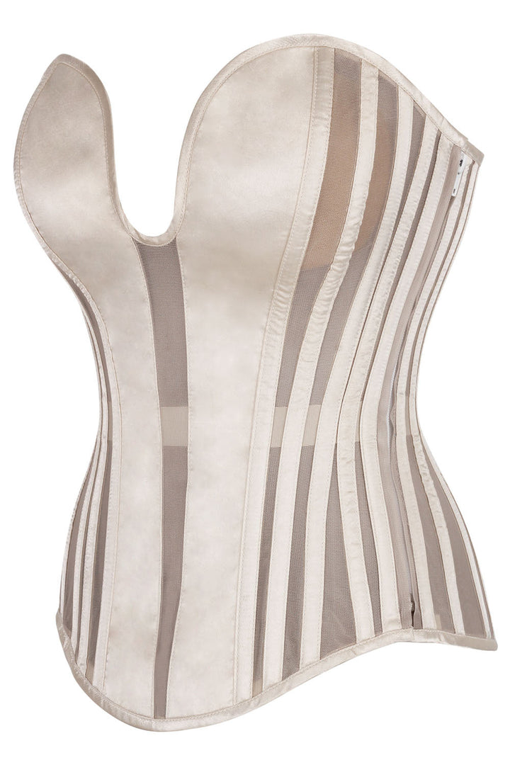 Alvina Champagne Mesh Overbust Corset — side view